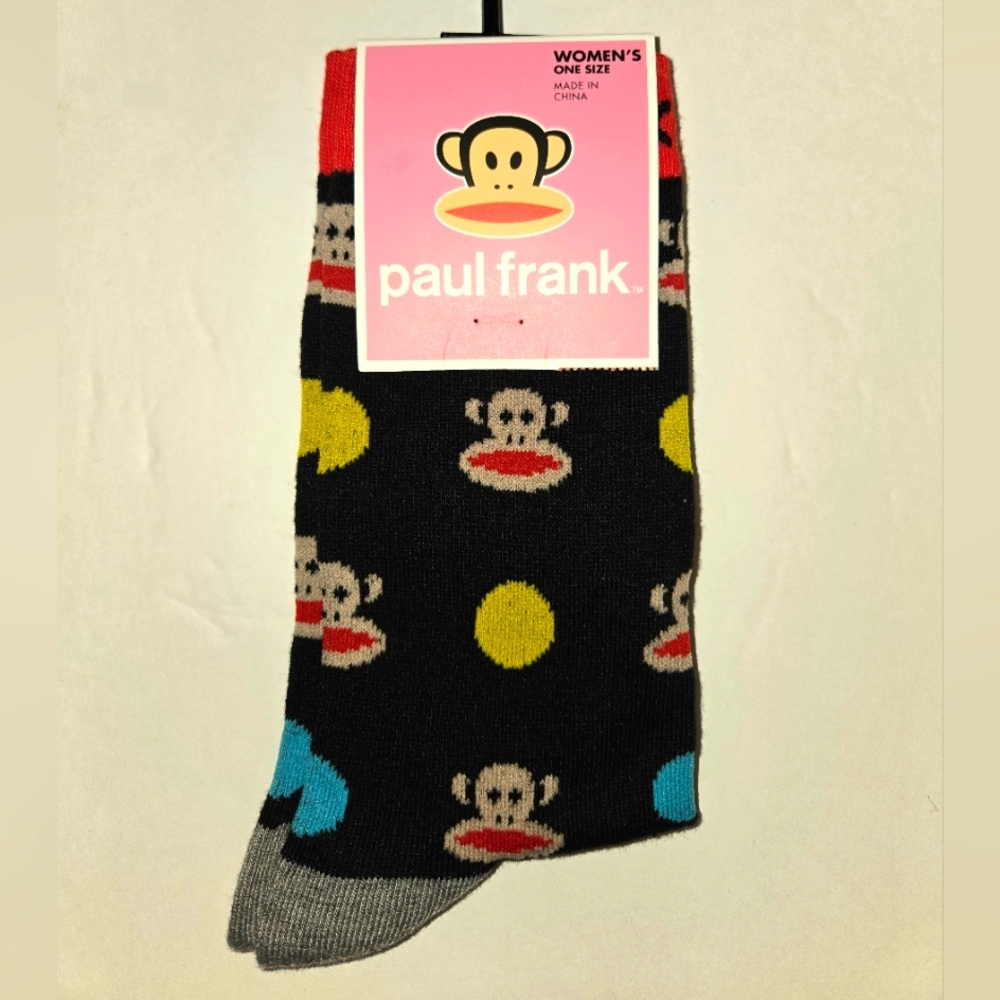 Paul Frank Women's sz 6-9.5 Black and Red Casual Socks with Playful Design NEW